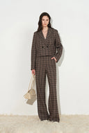 Amber Karierter Cropped-Blazer aus Wollmischung