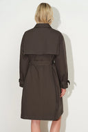 Ana Belted Trench Style Down Coat in 90% White Goose Down
