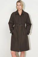 Ana Belted Trench Style Down Coat in 90% White Goose Down