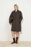 Ana Belted Trench Style Down Coat in 90% White Goose Down
