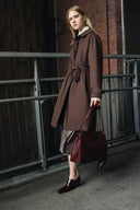 Ana Belted Trench Style Down Coat in 90% White Goose Down