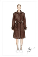 Ana Belted Trench Style Down Coat in 90% White Goose Down