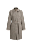 Andrea Reversible Lightweight Midi Trench Coat in Khaki Plaid