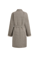 Andrea Reversible Lightweight Midi Trench Coat in Khaki Plaid