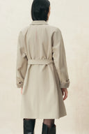 Trench-coat midi léger réversible Andrea à carreaux kaki