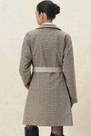 Trench-coat midi léger réversible Andrea à carreaux kaki