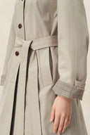 Trench-coat midi léger réversible Andrea à carreaux kaki