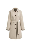 Trench-coat midi léger réversible Andrea à carreaux kaki