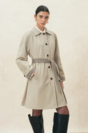 Andrea Reversible Lightweight Midi Trench Coat in Khaki Plaid