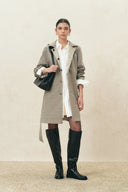 Trench-coat midi léger réversible Andrea à carreaux kaki