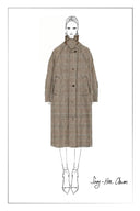 Trench-coat midi léger réversible Andrea à carreaux kaki