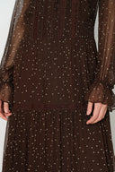 Anselm Kleid mit Polka-Dots, Rüschensaum und Innenslip
