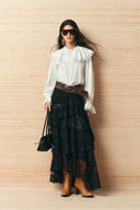 Anthea Lace Panel Shirt with Detachable Collar