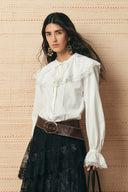 Anthea Lace Panel Shirt with Detachable Collar