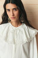 Anthea Lace Panel Shirt with Detachable Collar