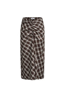 Anya Plaid Ruched Split Hem Skirt