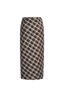 Anya Plaid Ruched Split Hem Skirt