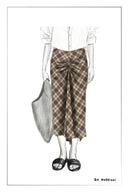 Anya Plaid Ruched Split Hem Skirt