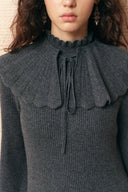 Apollonia Turtleneck Dress with Detachable Peter Pan Collar in Wool Knit