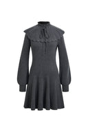 Apollonia Turtleneck Dress with Detachable Peter Pan Collar in Wool Knit