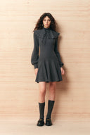 Apollonia Turtleneck Dress with Detachable Peter Pan Collar in Wool Knit