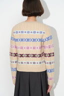 Aria Quatrefoil Jacquard Fair Isle Cardigan in Wool Blend