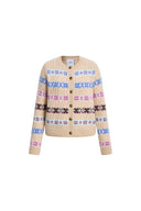 Aria Quatrefoil Jacquard Fair Isle Cardigan in Wool Blend