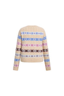 Aria Quatrefoil Jacquard Fair Isle Cardigan in Wool Blend