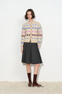 Aria Quatrefoil Jacquard Fair Isle Cardigan in Wool Blend