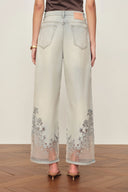 Ariel Straight Cropped Jeans in Transparent Burnout Denim