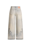 Ariel Straight Cropped Jeans in Transparent Burnout Denim