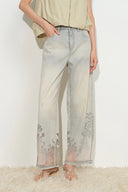 Ariel Straight Cropped Jeans in Transparent Burnout Denim