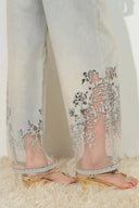Ariel Straight Cropped Jeans in Transparent Burnout Denim