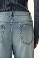 Ariel Straight Cropped Jeans in Transparent Burnout Denim