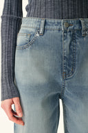 Ariel Straight Cropped Jeans in Transparent Burnout Denim