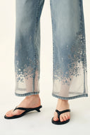 Ariel Straight Cropped Jeans in Transparent Burnout Denim
