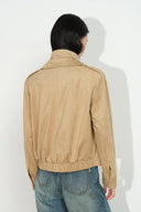 Veste Arielle à double col superposé en similicuir suédé