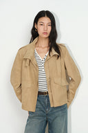 Veste Arielle à double col superposé en similicuir suédé