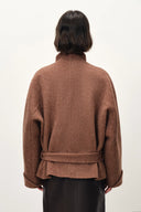 Asa Belted Low Waist Cropped Coat in Wool Blend
