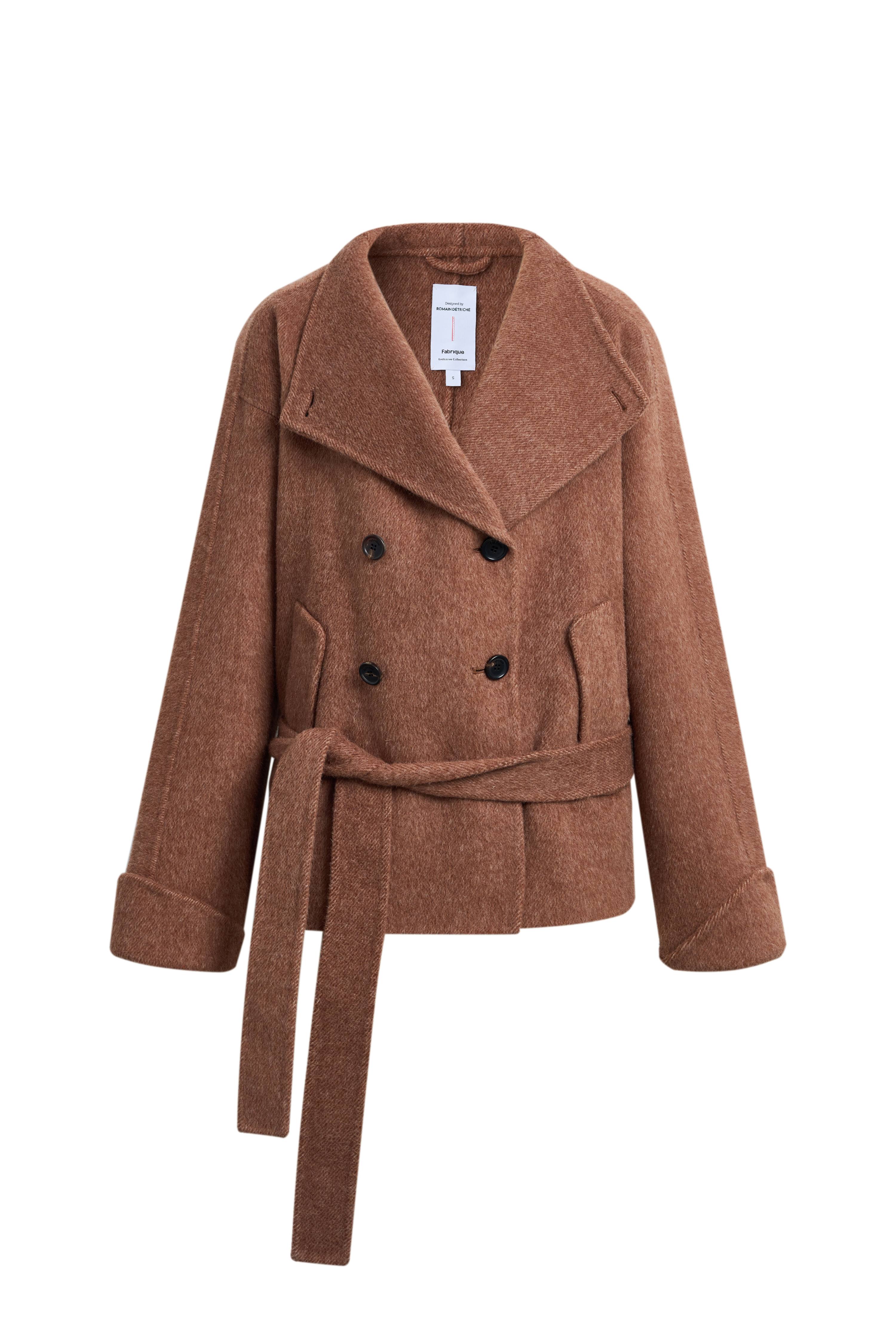 Asa Belted Low Waist Cropped Coat in Wool Blend – fbrq.com