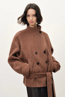 Asa Belted Low Waist Cropped Coat in Wool Blend