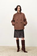 Asa Belted Low Waist Cropped Coat in Wool Blend