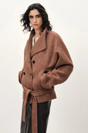Asa Belted Low Waist Cropped Coat in Wool Blend