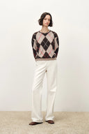 Ash Pullover mit kontrastierendem Argyle-Muster und Stickerei