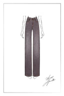 Smoke grey crystal embellished straight leg jeans fashion illustration