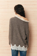 Pull convertible Astrid à bordure en dentelle, en mélange de laine d’alpaga