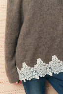 Pull convertible Astrid à bordure en dentelle, en mélange de laine d’alpaga