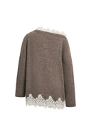 Pull convertible Astrid à bordure en dentelle, en mélange de laine d’alpaga