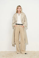 Audrey Deconstructed Double Breasted Belted Trench Coat