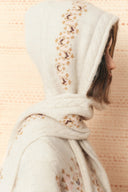 Audrey Fair Isle Fringed Hooded Scarf in Wool Blend